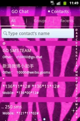 GO SMS Pro Theme Pink Zebra android App screenshot 0